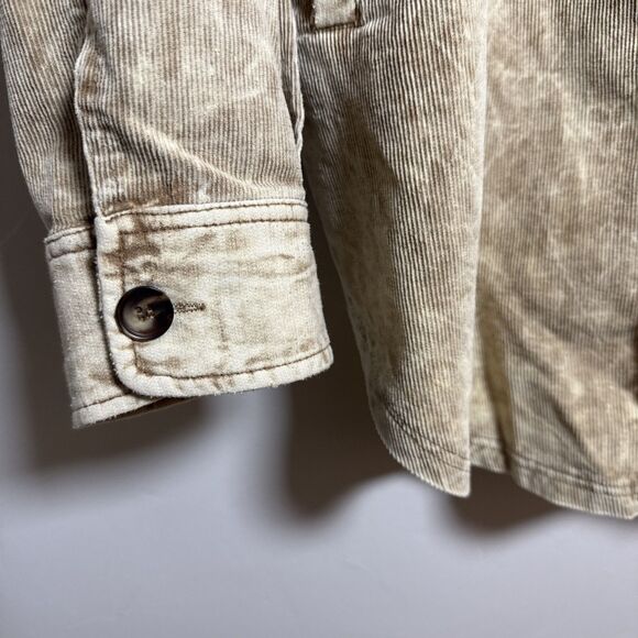Bibi Corduroy Shacket Tan Pockets Distressed Women's Size XL Style IP4500-01 - Picture 13 of 16